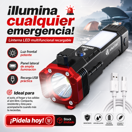 Linterna Multifuncional 4 En 1 Recargable